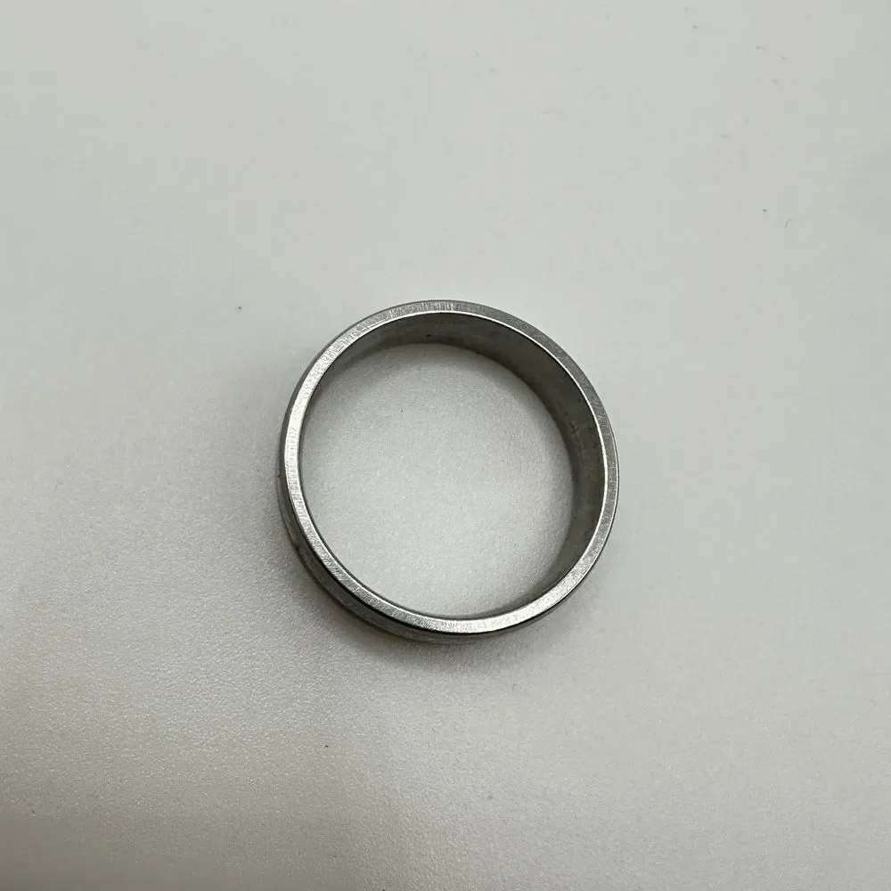 Men's size‎ 12.5 silver with resin/high polish scroll design, wood/ arrow ring!